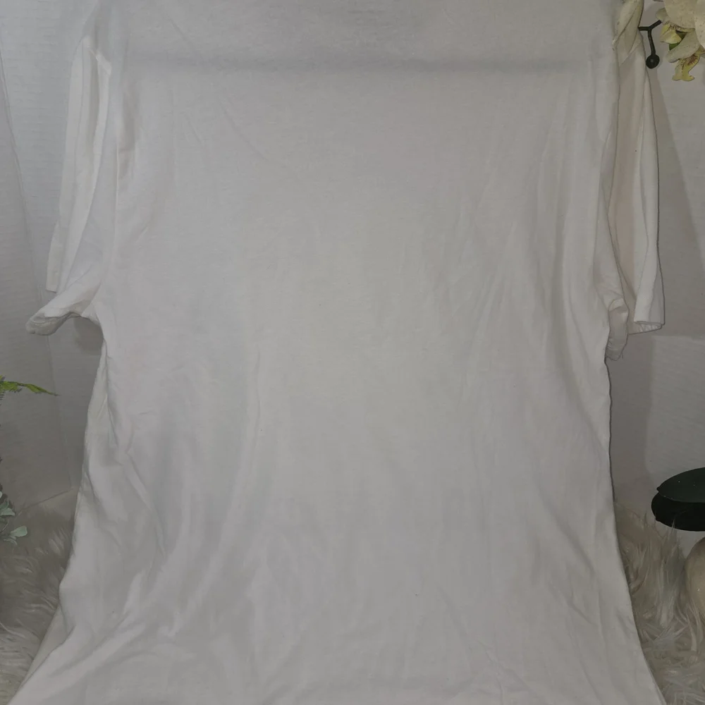 NWOT True Religion White Graphic Tee with Navy Logo, size L